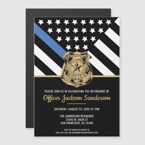 Police Retirement Flag Law Enforcement Officer Magnetic Invitation