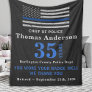 Police Retirement Gift Anniversary Thin Blue Line  Fleece Blanket