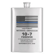 Police Retirement Gift Personalize Thin Blue Line  Flask at Zazzle