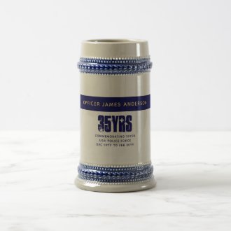 Police Retirement Gift Personalized Thin Blue Line Beer Stein