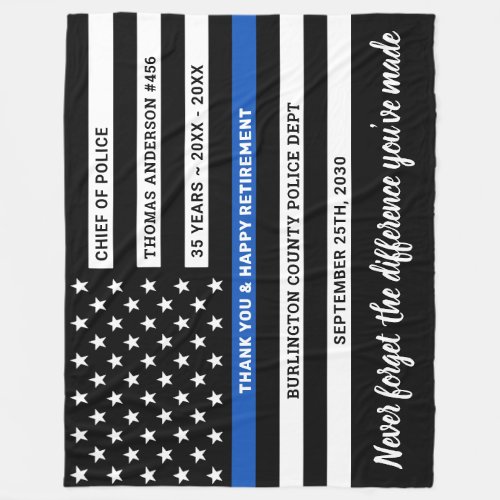 Police Retirement Gift Personalized Thin Blue Line