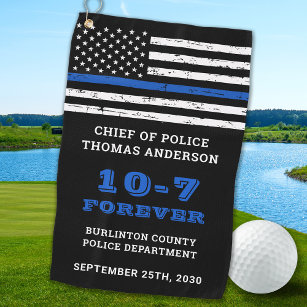 Police Retirement Gift Personalized Thin Blue Line Golf Towel