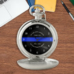 Police Retirement Gift Thank You Thin Blue Line Pocket Watch<br><div class="desc">Celebrate and show your appreciation to an outstanding Police Officer with this Thin Blue Line Thank You Police Pocket Watch. Perfect for service awards and Police Retirement gifts. Personalize with name, years of service and service years. COPYRIGHT © 2020 Judy Burrows, Black Dog Art - All Rights Reserved. Police Retirement...</div>