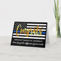 Police Retirement Gold Script Blue Line Congrats