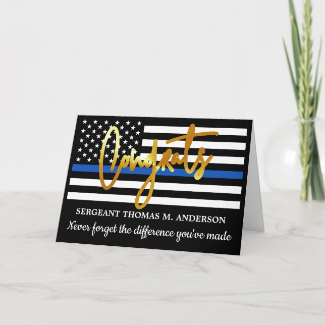 Police Retirement Gold Script Congratulations Card (Front)