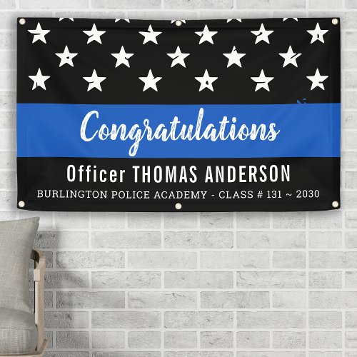 Police Retirement Graduation Party Thin Blue Line Banner