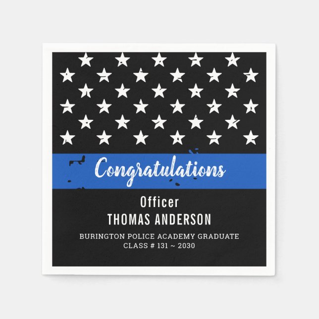 Police Retirement Graduation Party Thin Blue Line Napkins (Front)