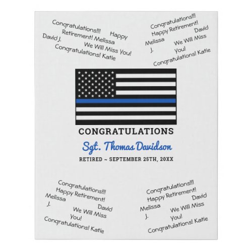 Police Retirement Guest Book Sign Thin Blue Line