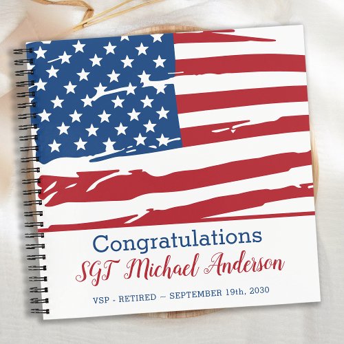Police Retirement Guest Book USA Flag Patriotic