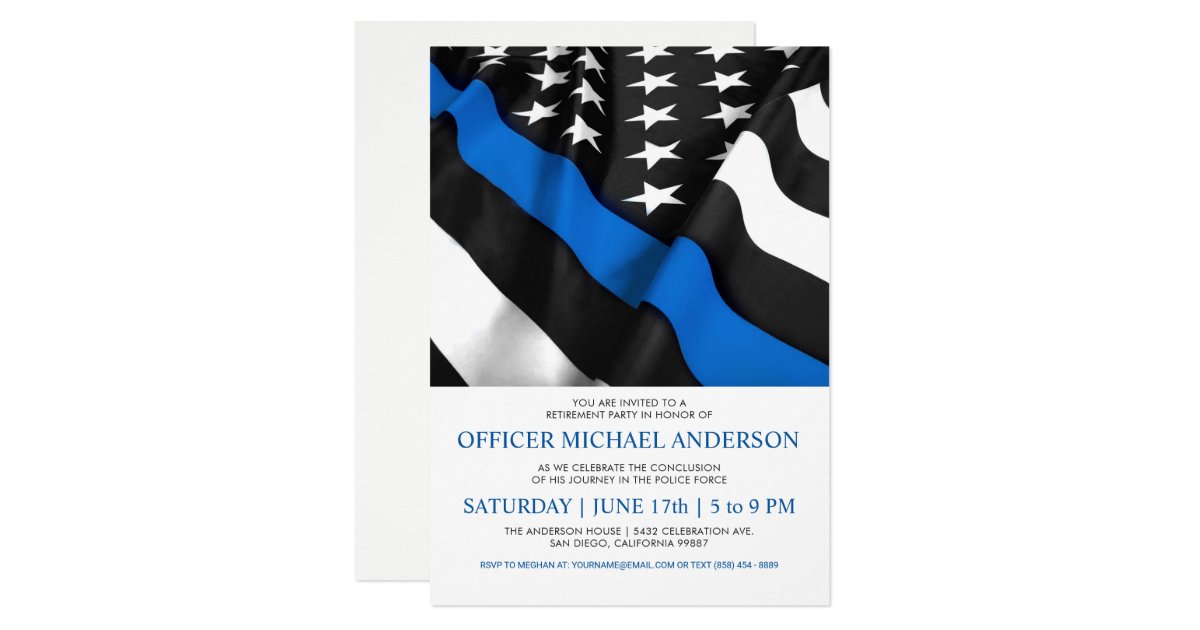 Police Retirement Invitations | USA Flag | Zazzle