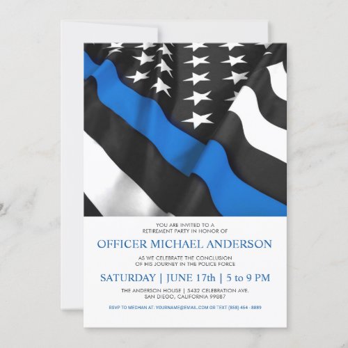Police Retirement Invitations  USA Flag