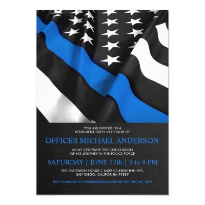 Thin Blue Line Police Academy Graduation Party Invitation Zazzle Com