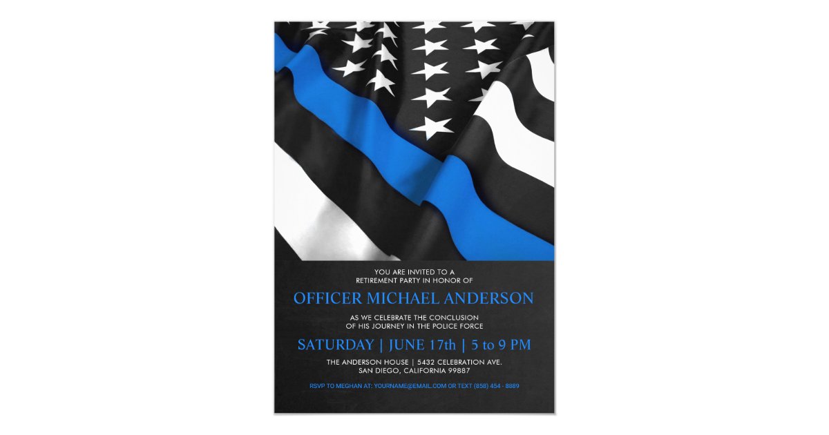 Police Retirement Invitations | USA Flag | Zazzle.com