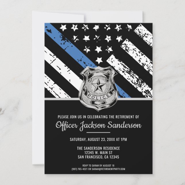 Police Retirement Law Enforcement Department Flag Invitation (Front)