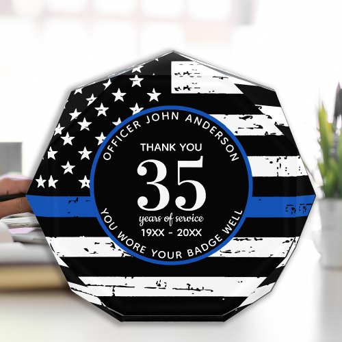 Police Retirement Law Enforcement Service Acrylic Award