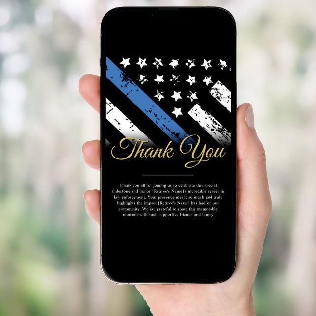 Police Retirement Law Enforcement Thank You Card (Front Digital)
