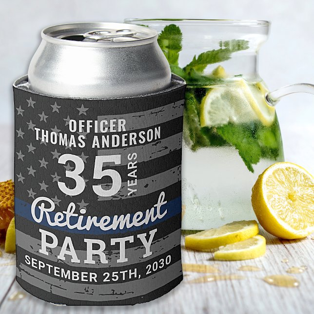 Police Retirement Law Enforcement Thin Blue Line C Can Cooler (Creator Uploaded)
