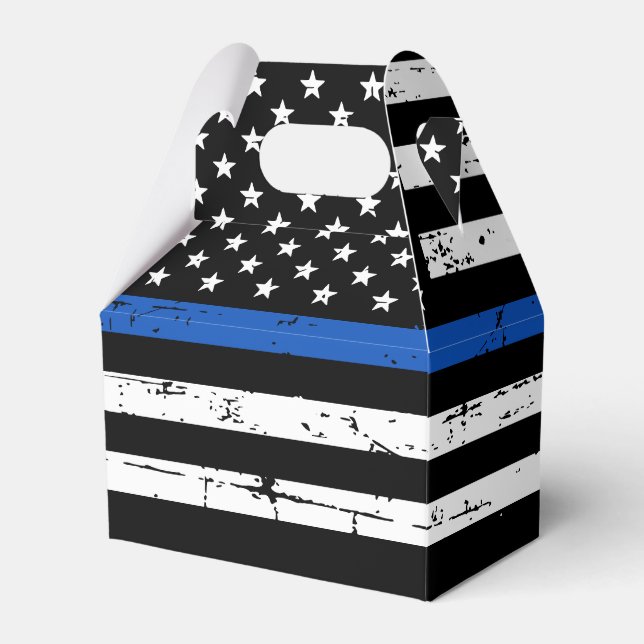 Police Retirement Law Enforcement Thin Blue Line Favor Boxes (Front Side)