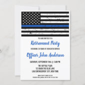Police Retirement Law Enforcement Thin Blue Line Invitation (Front)