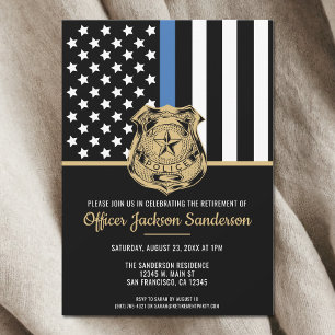 Police Retirement Law Enforcement Thin Blue Line Invitation