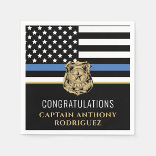 Police Retirement Law Enforcement Thin Blue Line Napkins