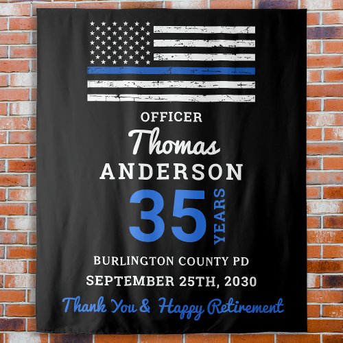 Police Retirement Law Enforcement Thin Blue Line Tapestry