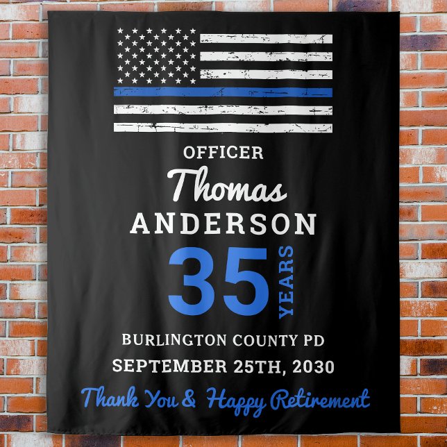 Police Retirement Law Enforcement Thin Blue Line Tapestry (Creator Uploaded)