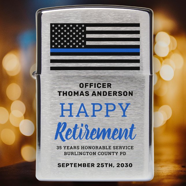 Police Retirement Law Enforcement Thin Blue Line Zippo Lighter (Creator Uploaded)