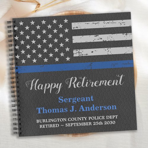Police Retirement Leather Thin Blue Line Party  Notebook
