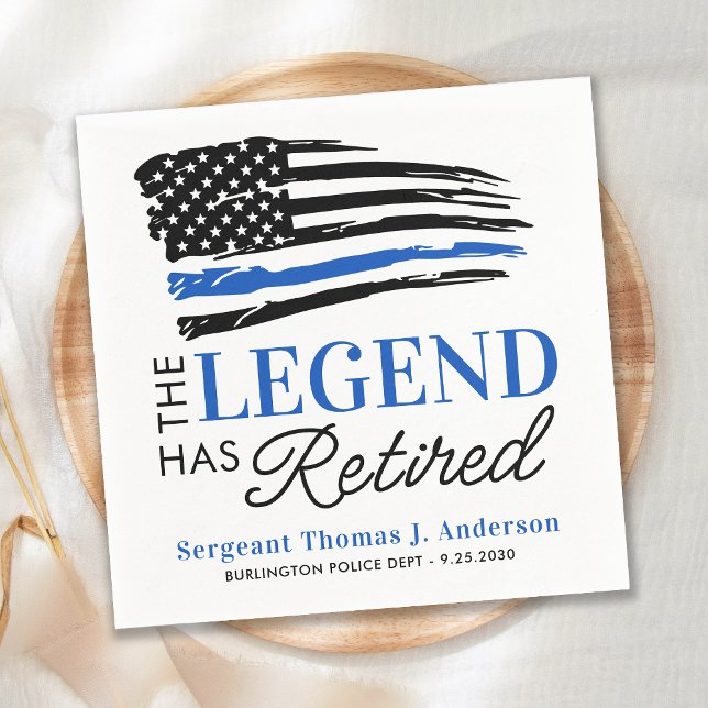 Police Retirement Legend Retired Thin Blue Line  Napkins (Creator Uploaded)