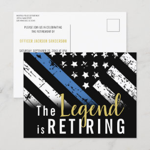 Police Retirement Party Blue Line Law Enforcement Postcard
