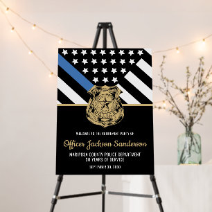 Police Retirement Party Blue Line Welcome Foam Board