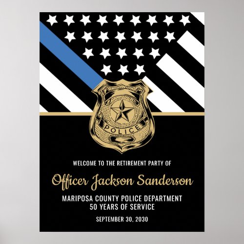 Police Retirement Party Blue Line Welcome Poster