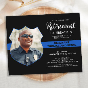 Police Retirement Party Budget Photo Invitation