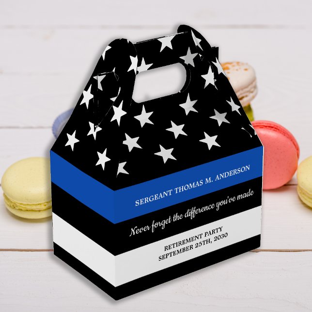 Police Retirement Party Custom Thin Blue Line Favor Boxes (Creator Uploaded)