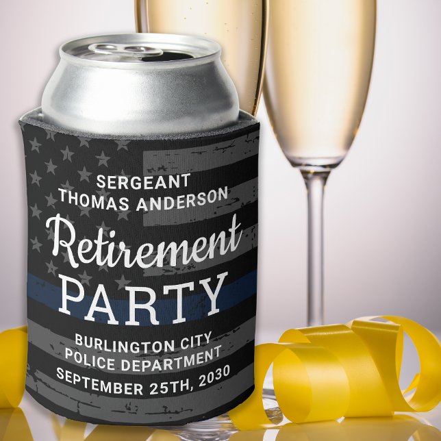 Police Retirement Party Favors Thin Blue Line  Can Cooler (Creator Uploaded)