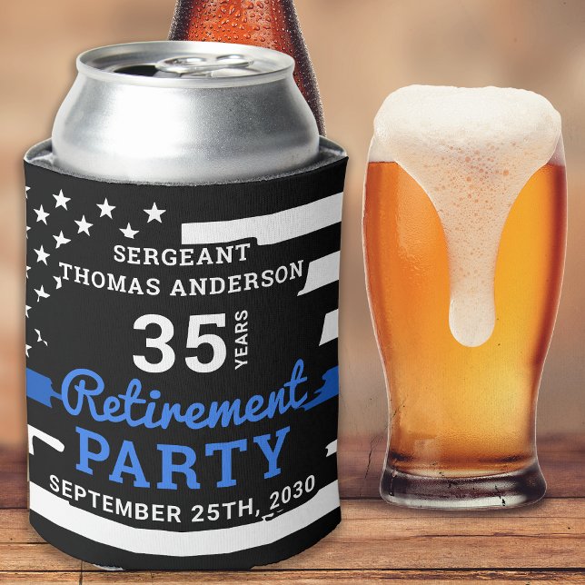 Police Retirement Party Favors Thin Blue Line Can Cooler (Creator Uploaded)