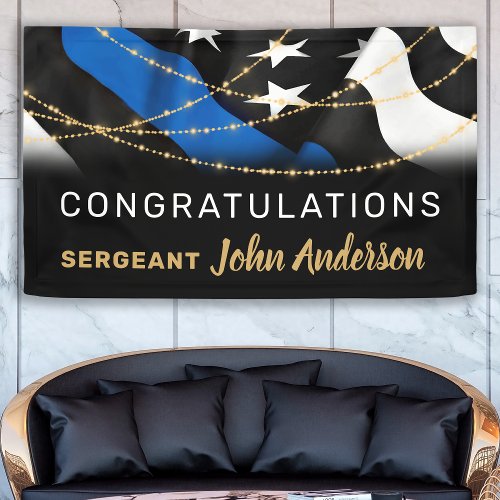 Police Retirement Party Gold Thin Blue Line Banner