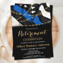 Police Retirement Party Gold Thin Blue Line  Invitation