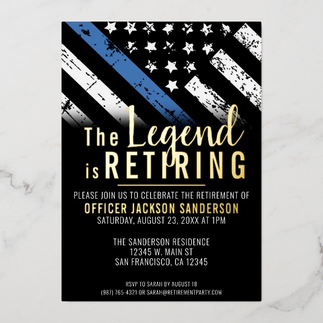 Police Retirement Party Law Enforcement Officer Foil Invitation (Front)