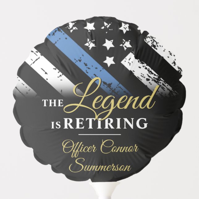 Police Retirement Party Officer Thin Blue Line Balloon (Front)