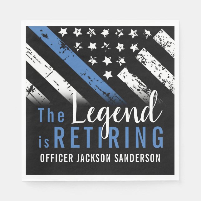 Police Retirement Party Officer Thin Blue Line Napkins (Front)