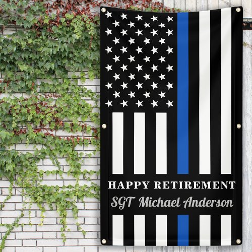 Police Retirement Party Personalize Thin Blue Line Banner