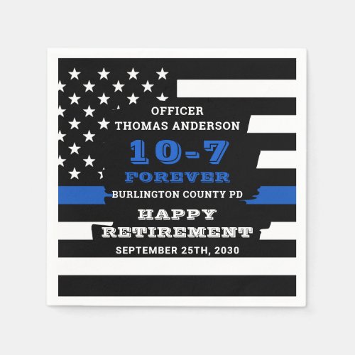 Police Retirement Party Personalize Thin Blue Line Napkins