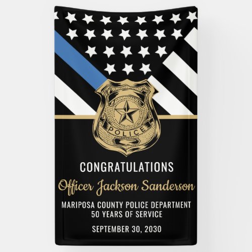 Police Retirement Party Thin Blue Line Banner