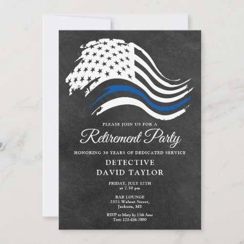 Police Retirement Party Thin Blue Line Chalkboard