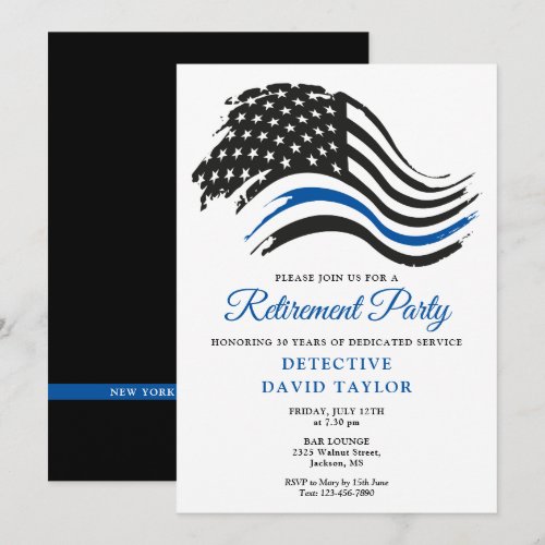 Police Retirement Party Thin Blue Line Flag