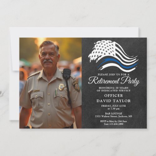 Police Retirement Party Thin Blue Line Flag Photo