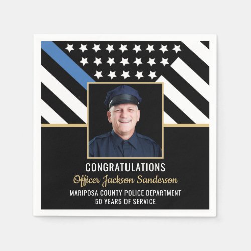 Police Retirement Party Thin Blue Line Flag Photo