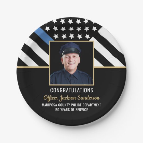 Police Retirement Party Thin Blue Line Flag Photo